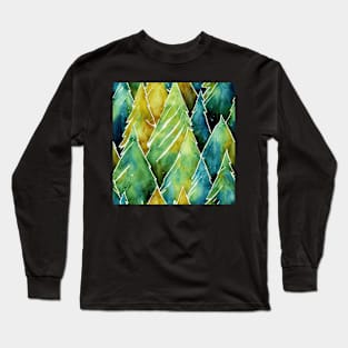 Christmas Tree Watercolor Design Long Sleeve T-Shirt